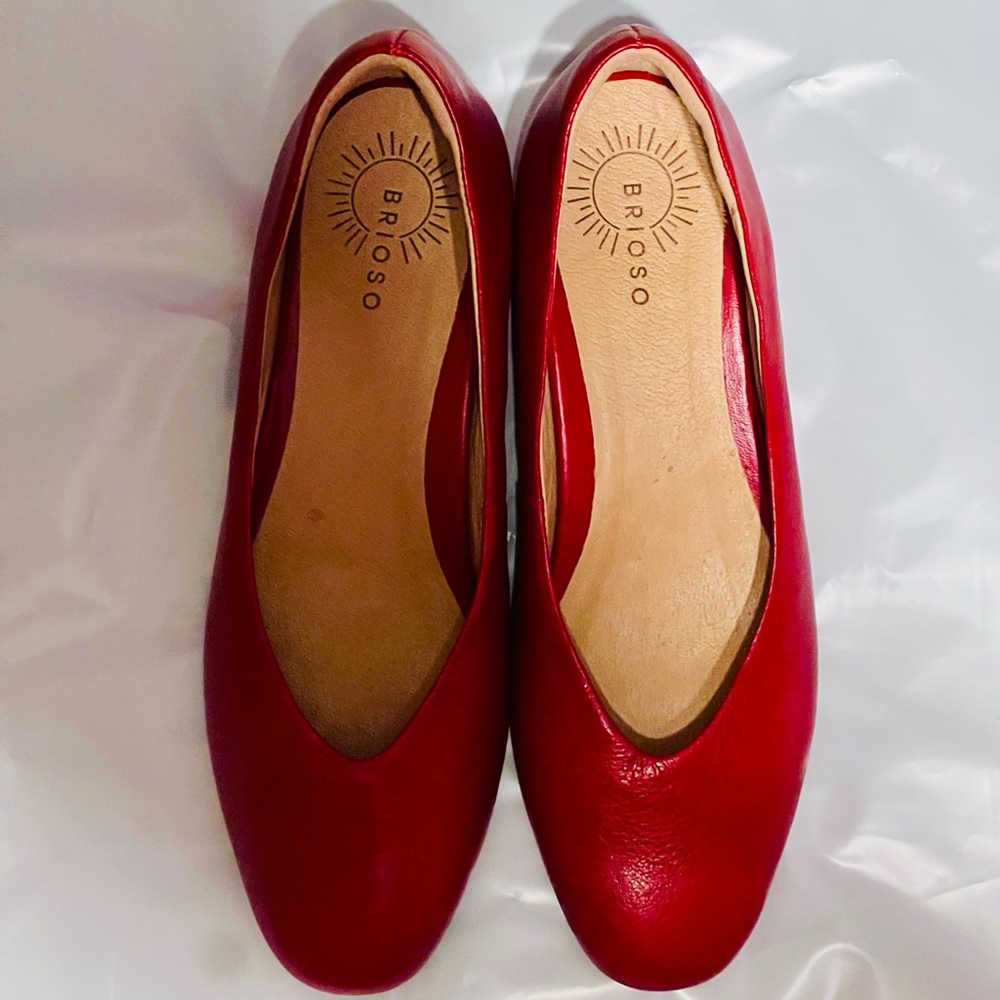 Women's Red Leather Flats